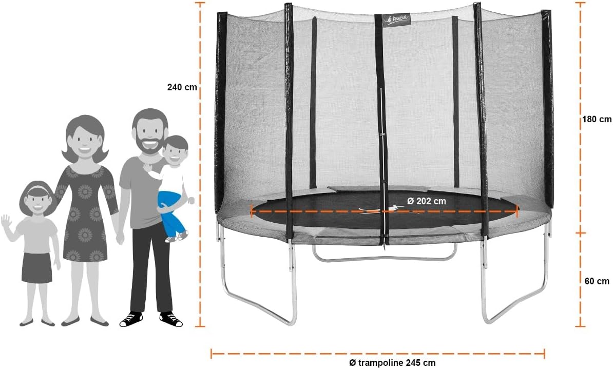 Kangui - Trampoline Rond avec Filet de sĂ©curitĂ© | Ă250 - Ă300 - Ă360 - Ă430cm | RALLI