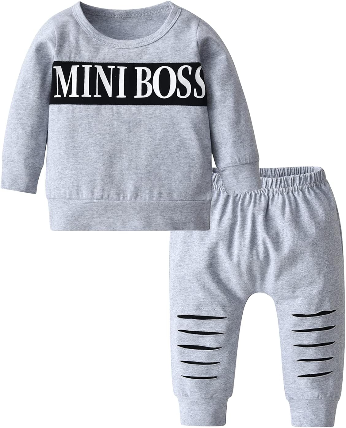Planooar bébé vêtements ensemble bébé garçons vêtements tenue à manches longues lettre imprimé t-shirt haut + pantalon vêtements
