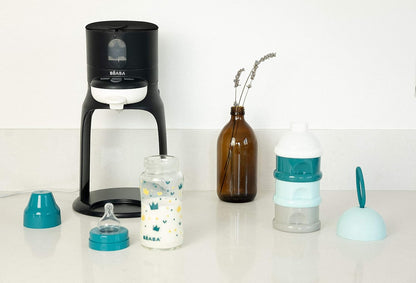 BÉABA, Préparateur-Chauffe Biberon/Petits pots, Distributeur d'eau à Température Exacte, Instantané, Rapide, Fonction Bain Marie, 2 Températures, Chauffe biberon Amovible, Bib'Expresso, Black